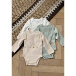 Lot de 3 bodies b�b� c�tel�s manches longues ouverture crois�e kenya beige