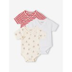 Lot 3 bodies b�b� gar�on coton bio rouge