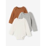Lot de 3 bodies b�b� gar�on manches longues caramel