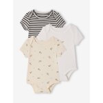 Lot 3 bodies b�b� manches courtes chien anthracite