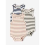 Lot 3 bodies b�b� sans manches coton bio bleu