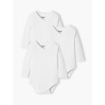 Lot de 3 bodies bio collection manches longues ouverture naissance lot blanc