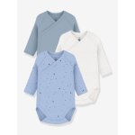 Lot 3 bodies crois�s manches longues bleu