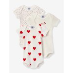 Lot de 3 bodies manches courtes en coton bio blanc