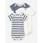 Lot de 3 bodies manches courtes en coton bio blanc