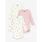 Lot de 3 bodies manches longues b�b� blanc