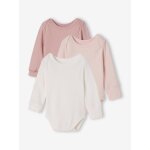 Lot de 3 bodies manches longues b�b� fille rose