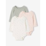 Lot de 3 bodies manches longues b�b� fille rose p�le
