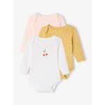 Lot de 3 bodies manches longues à cerises rose pâle Lot de 3 bodies manches longues à cerises rose pâle