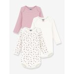 Lot 3 bodies manches longues rose