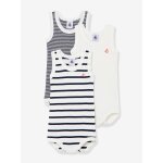 Lot de 3 bodies sans manches en coton bio blanc