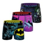 Lot de 3 boxers dc comics violet / jaune / bleu / noir