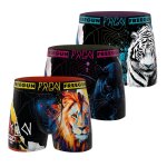 Lot de 3 boxers junior collection pop art animals noir / jaune / orange / bleu / fushia /