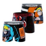 Lot de 3 boxers junior naruto shippuden orange / noir / turquoise / rouge / bl