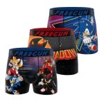 Lot de 3 boxers junior sonic bleu / noir / rouge