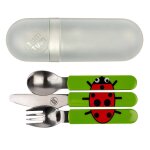 Lot de 3 couverts inox puzzle avec �tui ladybird multicolore