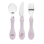 Lot de 3 couverts tiny team, chat rose