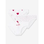 Lot de 3 culottes coeur en coton petite fille - blanc coeurs