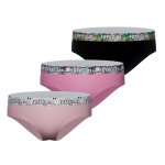 Lot 3 culottes en coton uni et ceinture imprim�e noir / rose / bleu / jaune