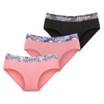 Lot 3 culottes en coton uni et ceinture imprim�e noir / rose / bleu / jaune
