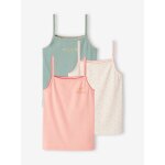 Lot de 3 dbardeurs fantaisie fille en maille ctele rose nude
