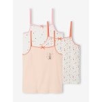 Lot de 3 débardeurs fantaisie fille rose pâle Lot de 3 débardeurs fantaisie fille rose pâle
