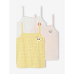 Lot de 3 débardeurs fille jaune pâle Lot de 3 débardeurs fille jaune pâle
