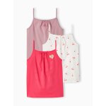 Lot de 3 dbardeurs  fines bretelles fille framboise