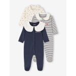 Lot de 3 dors - bien coeur b�b� en interlock bleu nuit