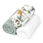 Lot de 3 draps housses couffin en coton safari blanc, vert, safari