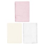 Lot de 3 draps housses couffin en gaze de coton pastel rose, cru, blanc