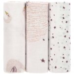 Lot de 3 langes en bambou vert d'eau garden explorer (80 x 80 cm) rose clair, violet