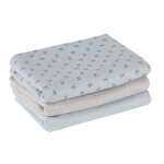 Lot de 3 langes en coton bio lil planet bleu clair et gris argenté Lot de 3 langes en coton bio lil planet bleu clair et gris argenté