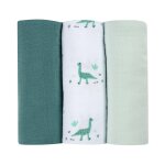 Lot de 3 langes en coton jurassique / vert