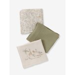 Lot de 3 langes en gaze de coton babylon beige imprim�