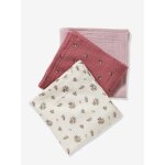 Lot de 3 langes en gaze de coton grenier bois de rose Lot de 3 langes en gaze de coton grenier bois de rose