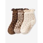Lot de 3 paires de chaussettes bébé fille motifs léopard lot beige Lot de 3 paires de chaussettes bébé fille motifs léopard lot beige