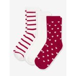 Lot de 3 paires de chaussettes coton motifs coeurs rouge