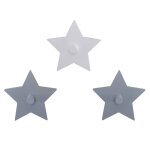 Lot de 3 patères murales Étoiles little stars gris et blanc Lot de 3 patères murales Étoiles little stars gris et blanc