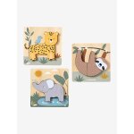 Lot de 3 puzzles chunky en bois fsc - tanzanie jaune