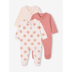 Lot de 3 pyjamas bb en jersey ouverture zippe basics blush