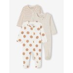 Lot de 3 pyjamas bb en jersey ouverture zippe basics cappuccino