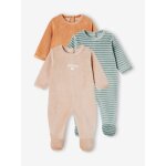Lot de 3 pyjamas bébé mixtes en velours lot camel Lot de 3 pyjamas bébé mixtes en velours lot camel