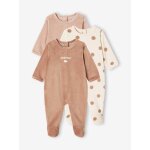 Lot de 3 pyjamas bébé mixtes en velours lot cappuccino Lot de 3 pyjamas bébé mixtes en velours lot cappuccino