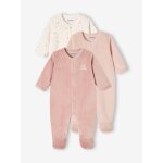 Lot de 3 pyjamas bébé mixte en velours ouverture naissance lot bois de rose Lot de 3 pyjamas bébé mixte en velours ouverture naissance lot bois de rose