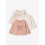 Lot de 3 t - shirts basics b�b� manches longues rose poudr�