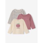 Lot de 3 t - shirts basics bb manches longues vieux rose
