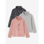 Lot de 3 t - shirts col roul fille blush
