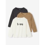 Lot de 3 t - shirts fille fantaisie manches longues anthracite