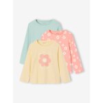 Lot de 3 t - shirts fille fantaisie manches longues bleu gris�
